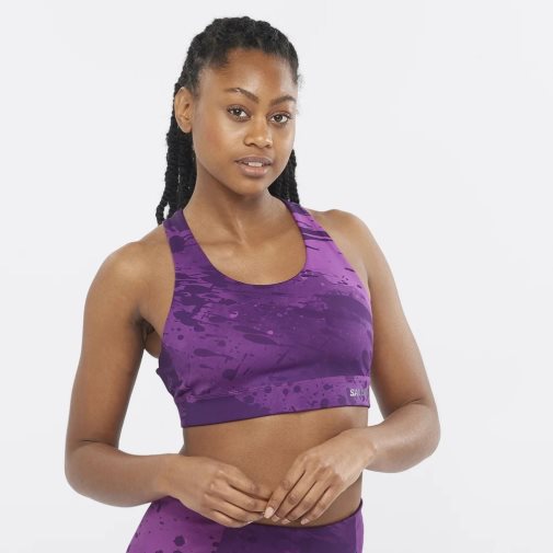 Purple Salomon Cross Women's Run Bras | IE JH7539